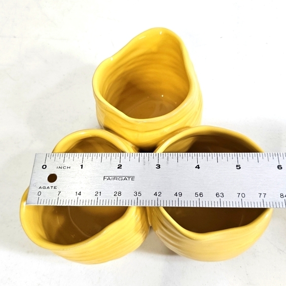 Yellow mustard 3 fused pottery Condiment serveware container, kitchen essential - Picture 6 of 7